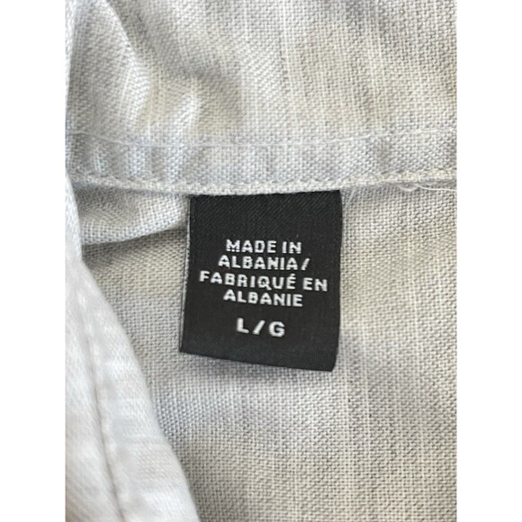 Saks Fifth Avenue Men’s Shirt L Gray Cotton Long Sleeve Colorblock Stripe Casual - Picture 6 of 9